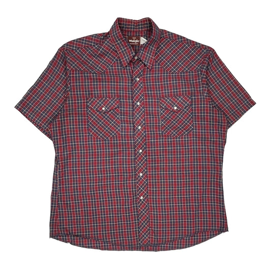 Wrangler Checked Short Sleeve Shirt - XL Blue Cotton