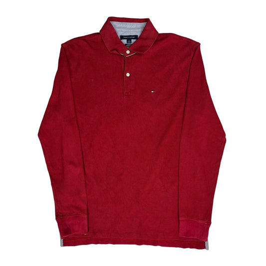 Tommy Hilfiger Long Sleeve Polo Shirt - Medium Red Cotton