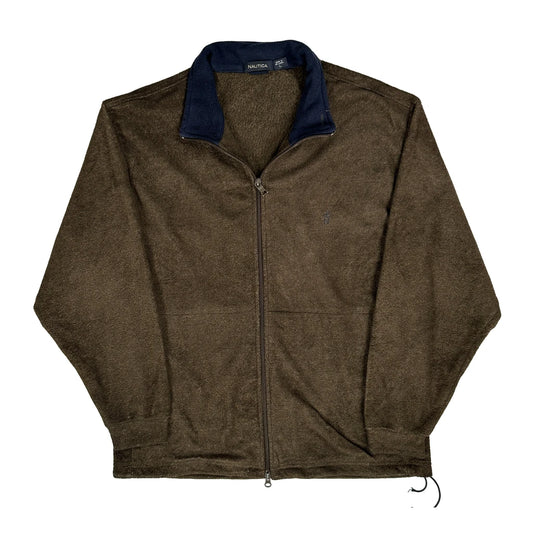 Vintage Nautica Fleece Jacket - Large Brown Polyester