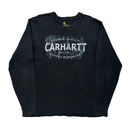 Carhartt Spellout Long Sleeve T-Shirt - Large Black Cotton