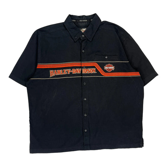 An American Legend Harley Davidson Spellout Short Sleeve Shirt - XL Black Cotton