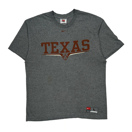 Vintage Texas Longhorns Nike College T-Shirt - Large Grey Cotton