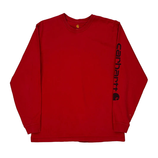 Carhartt Long Sleeve T-Shirt - Medium Red Cotton
