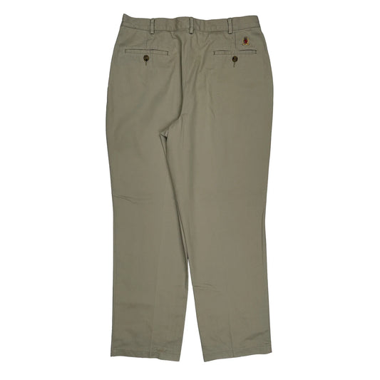 Tommy Hilfiger Pleated Trousers - 32W 32L Khaki Cotton
