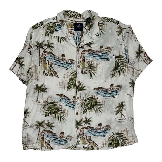 Caribbean Joe Hawaiian Shirt - Large White Viscose