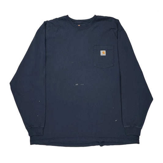 Carhartt Long Sleeve T-Shirt - 2XL Navy Cotton