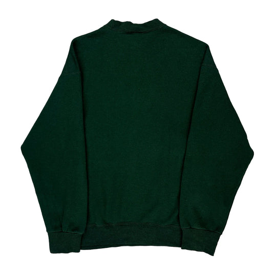 90S Blank Fruit Of The Loom Sweatshirt - Large Green Cotton Blend