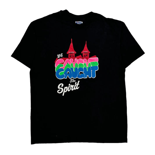 Vintage Caught The Spirit Hanes Single Stitch T-Shirt - XL Black Cotton