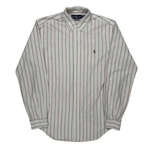 Vintage Ralph Lauren Striped Shirt - Medium White Cotton