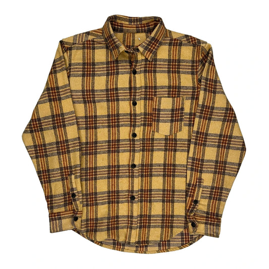 Unbranded Checked Flannel Shirt - Large Yellow Cotton