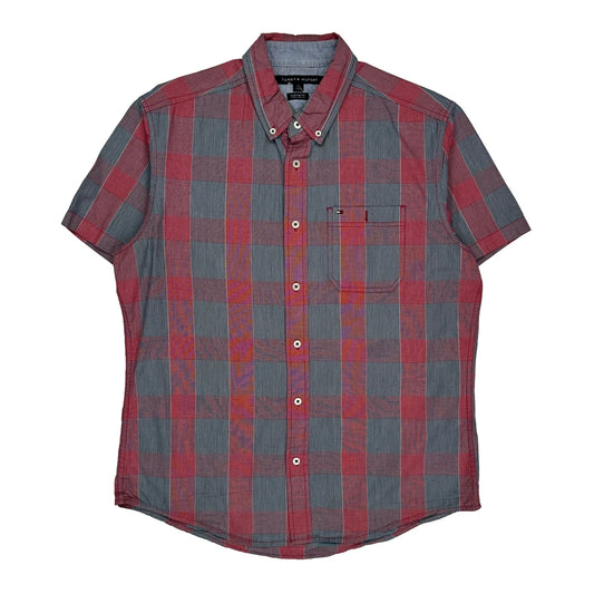 Tommy Hilfiger Checked Short Sleeve Shirt - Large Red Cotton