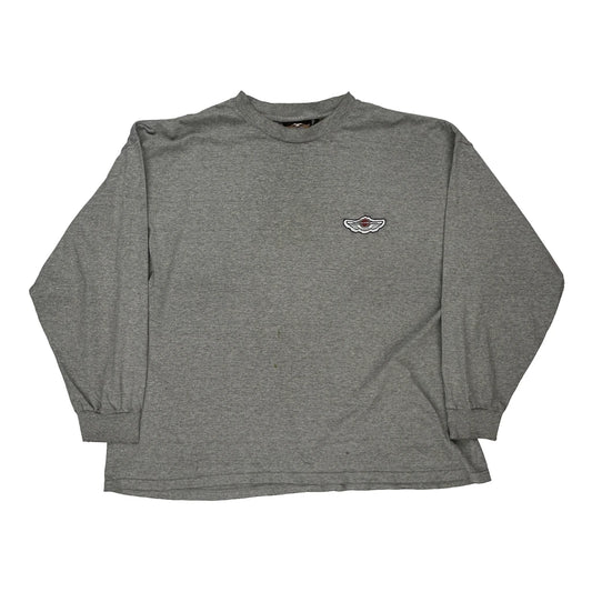 Made In USA Harley Davidson Graphic Long Sleeve T-Shirt - 2XL Grey Cotton