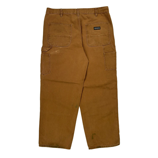 Dakota Grizzly Double Knee Carpenter Trousers - 35W 32L Brown Cotton