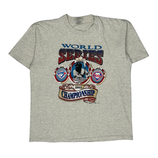 Vintage World Series 1993 Championship Gildan Graphic T-Shirt - XL Grey Cotton
