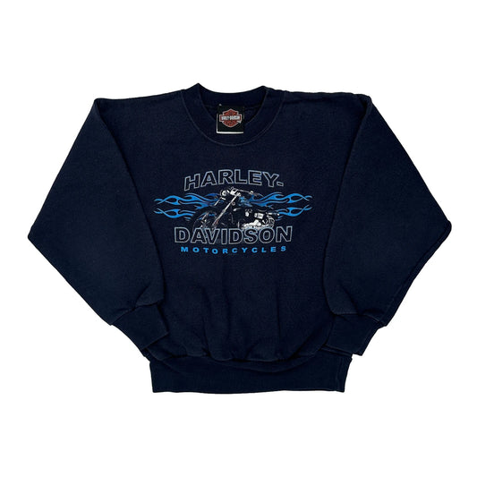 Harley Davidson Long Sleeve T-Shirt - XS Navy Cotton Blend