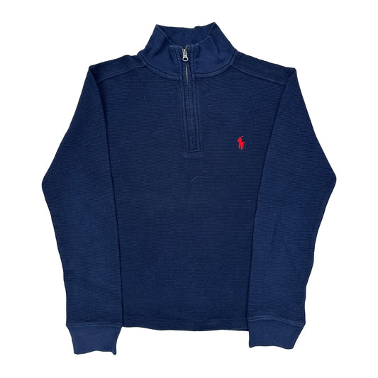 Vintage Age 8-9 Polo By Ralph Lauren Long Sleeve T-Shirt - Medium Navy Cotton