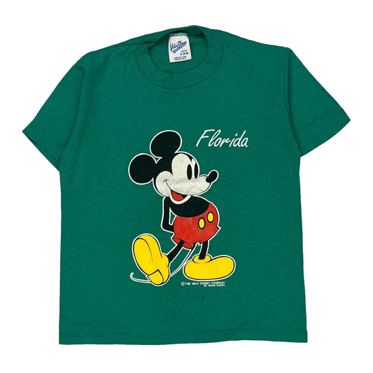 Mickey Mouse Velva Sheen Cartoon T-Shirt - Small Green Cotton Blend