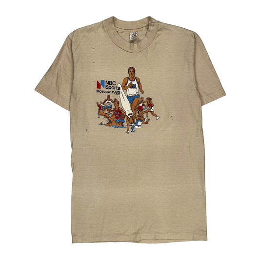 Nbc Sports Moscow 1980 Hanes Graphic T-Shirt - Medium Beige Cotton
