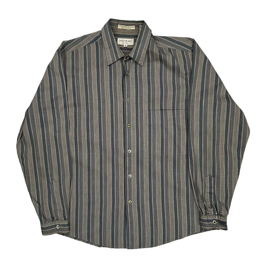 Yves Saint Laurent Striped Shirt - Medium Blue Cotton Blend