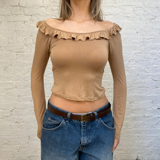 Dolce & Gabbana Long Sleeve Top - Medium Beige Viscose