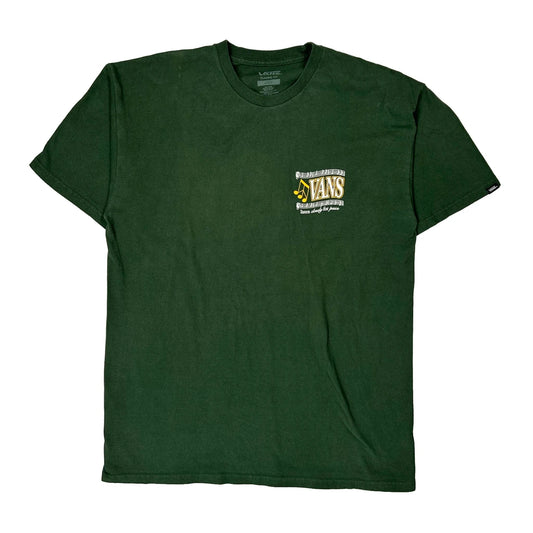 Vintage Off The Wall Sounds Vans Graphic T-Shirt - Large Green Cotton