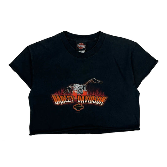 Vintage Stock'S Harley-Davidson Harley Davidson Cropped T-Shirt - Large Black Cotton
