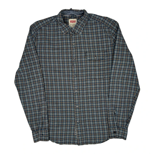 Levis Checked Shirt - Medium Blue Cotton