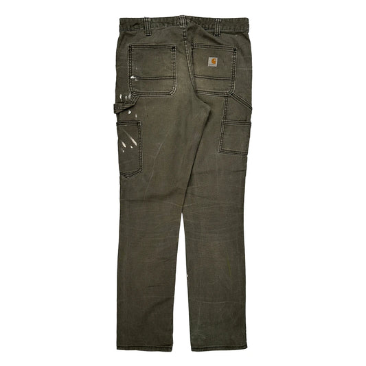 Carhartt Slim Fit Carpenter Trousers - 30W UK 10 Grey Cotton Blend
