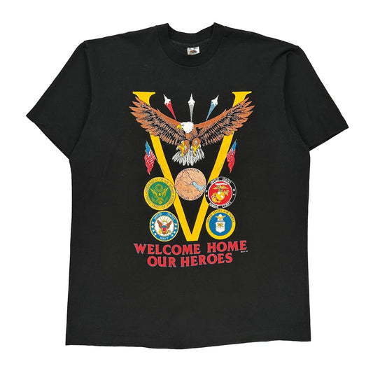 Welcome Home Our Heroes Fruit Of The Loom Single Stitch T-Shirt - 2XL Black Cotton