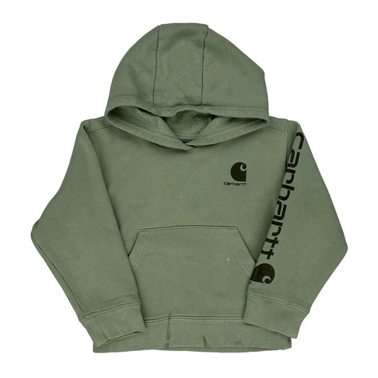 Age 4 Carhartt Spellout Hoodie - 2XS Green Cotton
