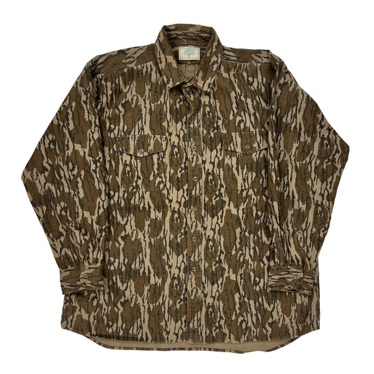 Made In USA Mossy Oak Camo Shirt - XL Brown Cotton