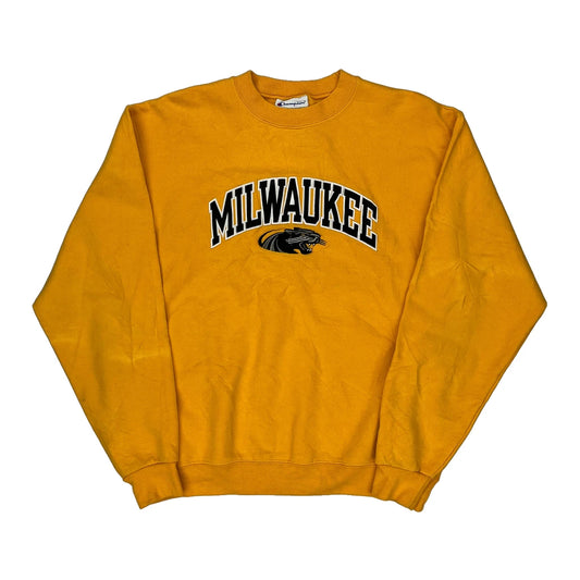 Champion College Sweatshirt - Medium Yellow Cotton