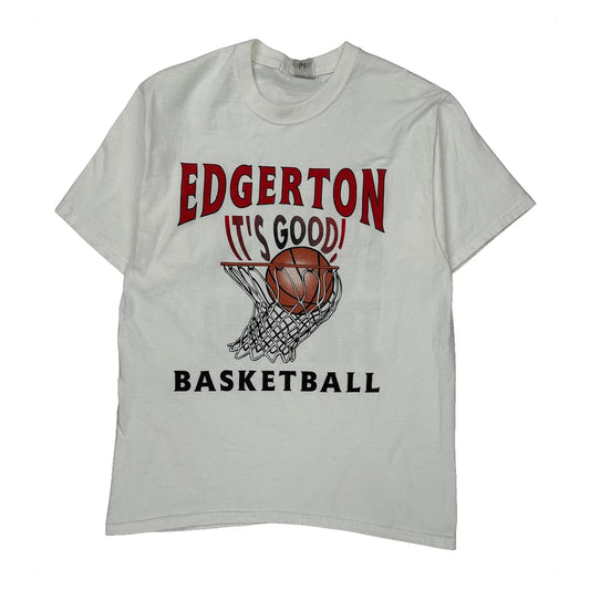 Edgerton Basketball Fruit Of The Loom Graphic T-Shirt - Medium White Cotton
