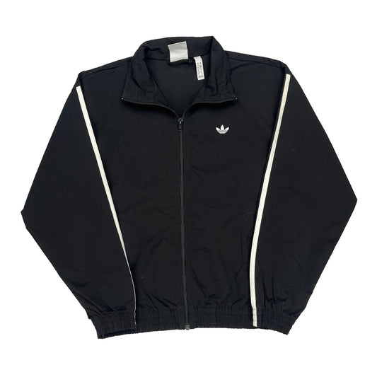 Trefoil Logo Adidas Track Jacket - Small Black Polyester
