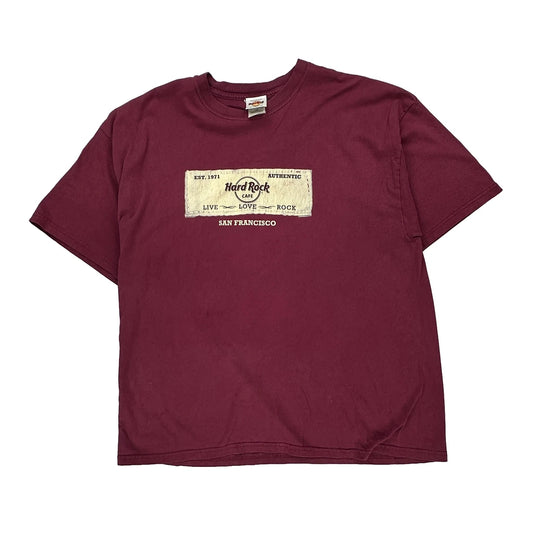 San Francisco Hard Rock Cafe Graphic T-Shirt - 2XL Burgundy Cotton