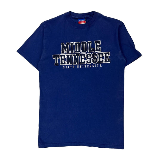 Middle Tennessee State University Champion College T-Shirt - Medium Blue Cotton