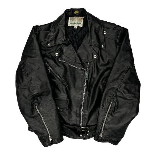 Vintage Gino Leathers Motorcycle Leather Jacket - XL Black Leather