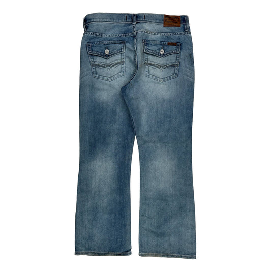 Seven7 Boot Cut Jeans - 34W 32L Blue Cotton Blend