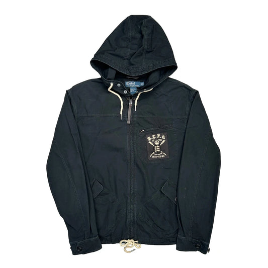 3 Lions Crest Polo By Ralph Lauren Graphic Jacket - Medium Black Cotton