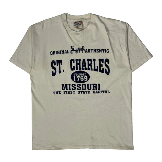 St. Charles, Missouri Unbranded Graphic T-Shirt - XL Cream Cotton