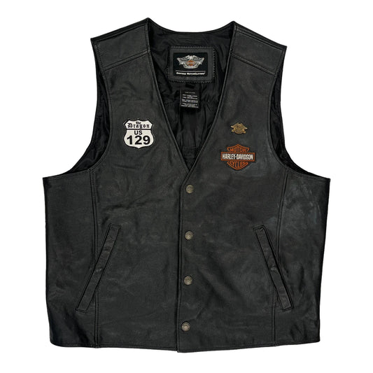 Harley Owners Group Harley Davidson Graphic Leather Jacket - XL Black Leather