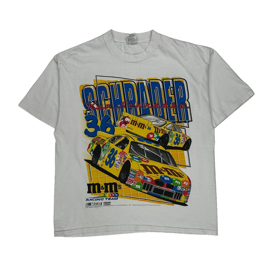 M&M'S Racing Team Checkered Flag Nascar T-Shirt - XL White Cotton
