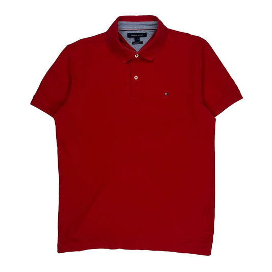 Tommy Hilfiger Slim Fit Polo Shirt - Large Red Cotton