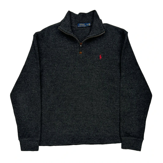 Polo By Ralph Lauren 1/4 Zip - Large Grey Cotton