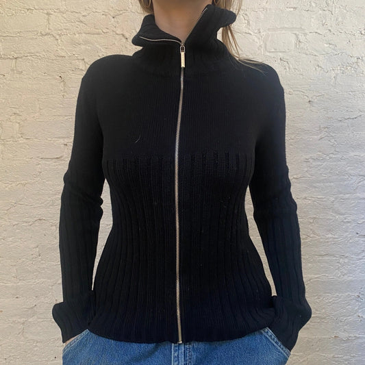 Vintage black Moschino Zip Up - womens large