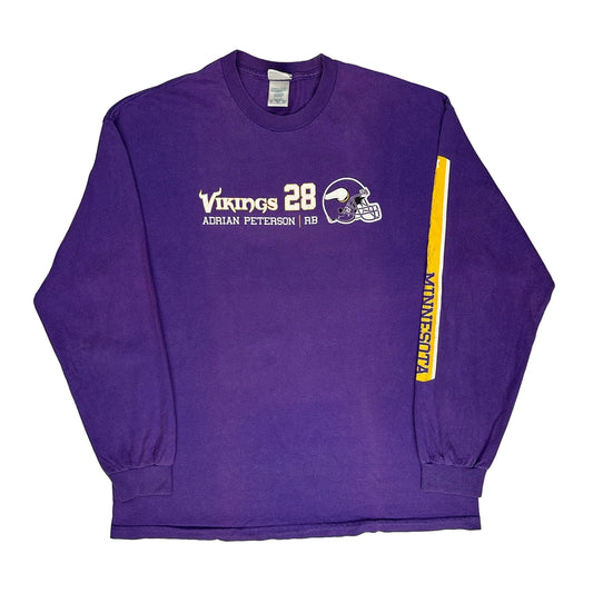 Minnesota Vikings - Adrian Peterson #28 N.F.L. Team Apparel Nfl Long Sleeve T-Shirt - XL Purple Cotton