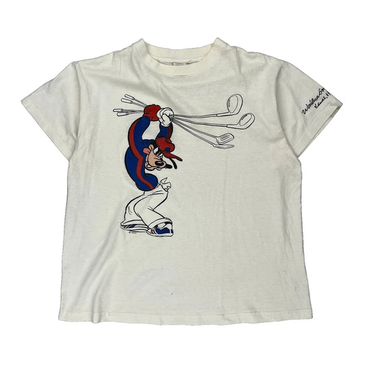 Goofy Disney Cartoon T-Shirt - Medium White Cotton