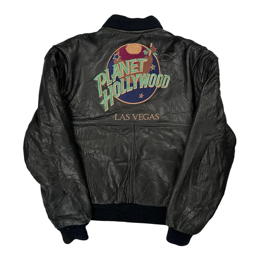 Las Vegas Planet Hollywood Graphic Leather Jacket - Small Black Leather