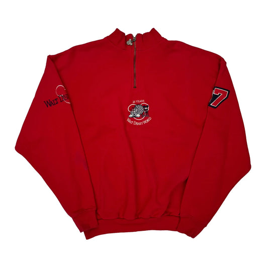 Walt Disney World 25 Years Mickey Inc Graphic Long Sleeve T-Shirt - Medium Red Cotton