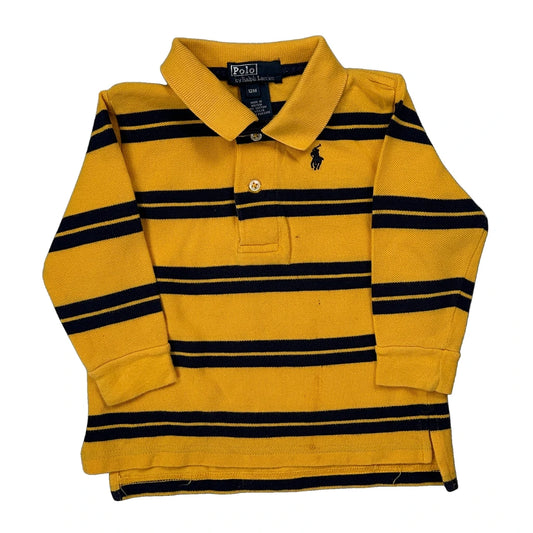Age 12 Months Polo By Ralph Lauren Striped Polo Shirt - XS Yellow Cotton